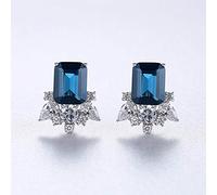 sapphire simulated moissanite women earrings wedding anniversary fine jewelry