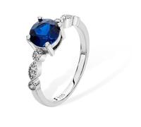 Sapphire Solitaire Ring 925 Sterling Silver Rhodium Finish Size J - R British Made (K)