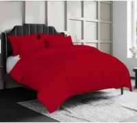 Sapphire Textile Luxury Egyptian Cotton Duvet Cover with Pillowcases Bedding Set 300 Thread Count 100% Cotton Hotel Quality with Easy Closure (Red, Super King)