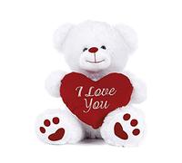 SAPPHIRE'S CHOICE Love Heart Teddy Bear,Valentines day teddy bear,White Teddy Bear Perfect Love gifts for Valentines-Mothers Day- Anniversary and Wedding,Valentines teddy (White,8”)