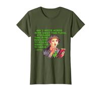 Sappho - May I Write Words Stronger Than Bone T-Shirt, Women, Olive Green, X-Large