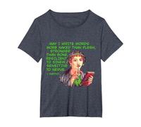 Sappho - May I Write Words Stronger Than Bone T-Shirt, Women's Plus, Heather Blue, 5X
