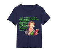 Sappho - May I Write Words Stronger Than Bone T-Shirt, Women's Plus, Navy Blue, 2X