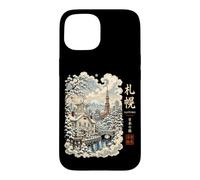 Sapporo Hokkaido Winter Clock Japan Ukiyo-e Japanese Kanji Case for iPhone 15