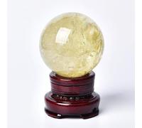 SAPSQPJHN Citrine Crystal Sphere Ball Natural Yellow Healing Crystals Ball Gemstone Decorative Ball Crafts Sculpture Figurine with Wood Stand for Feng Shui Home Desk Decor Ornament,6CM/2.3in