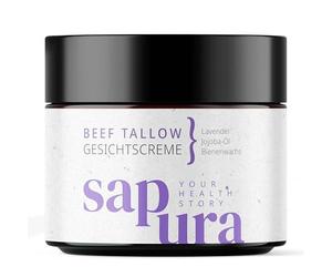 SAPURA Beef Tallow Cream with Lavender - Beef Tallow Skin Care for Face & Body - Grass Lined from Germany - With Jojoba Oil & Beeswax - for Dry & Sensitive Skin - 60 ml