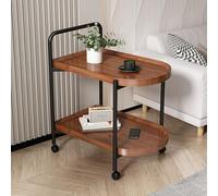 SAQECANU Side Table Living Room Center Table Trolley Kitchen Rolling Table Sofa Tables Dining Table Low Table Couch Side Table on Wheels Small End Table with Storage Shelf,brown-60x40x68cm