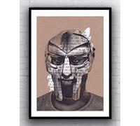 Sara Has. Art MF DOOM Portrait Drawing with Accordian Song Lyrics - Signed Giclée Print - A5/A4/A3 Size Madvillain Fine Art Poster Artwork