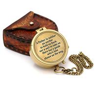 Sara International Brass Compass, Rll-hi-03 Model for Nautical Navigation, with Engraved Quote and Leather Case for Father's Day, Birthday, Anniversary, Retirement