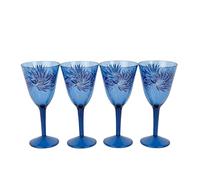Sara Miller Anniversary Set of 4 Decorated Wine Glasses, Blue