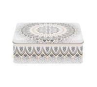 Sara Miller - Artisanne Noir Black White Gold Deep Rectangular Tin 195 x 154 x 75mm