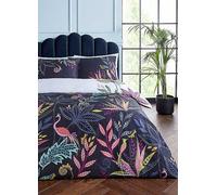 Sara Miller Botanic Paradise 100% Cotton Sateen 220 Thread Count Duvet Cover Set White