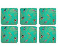 Sara Miller Chelsea Bird Green Set of 6 Coasters By Portmeirion - Home Accessory
