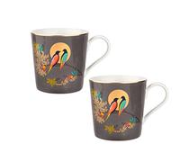 Sara Miller Chelsea Collection Set of 2 Mugs, Dark Grey, Fine China, 340ml