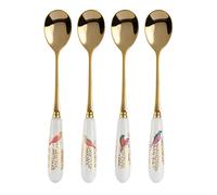 Portmeirion x Sara Miller London Set of 5 Tea Spoons - Gold, Porcelain & Stainless Steel Teaspoons, Chelsea Collection, Beautiful Floral Design, Suitable for Tea, Coffee, or Dessert, 15cm