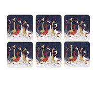 Sara Miller for Portmeirion, Geese Coasters Set of 6 Boxed Set, Blue/Gold