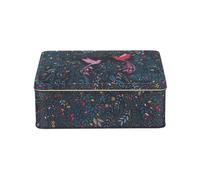 Sara Miller India Bird Themed Rectangular Storage Tin - Airtight Metal Decor Tin