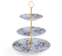 Sara Miller India Collection 3 Tiered Cake Stand Crane Garden Sky Blue