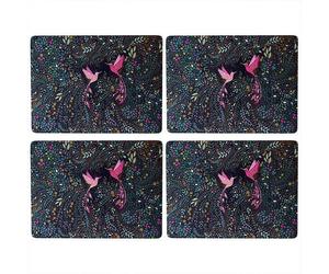 Sara Miller India Collection Set of 4 Large Placemats Hummingbird Paradise Midnight Blue
