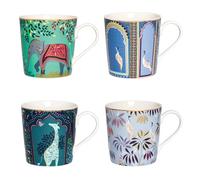 Sara Miller India Collection Set of 4 Mugs