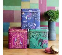 Sara Miller India Set Of Three Decorative Tea Coffee Sugar Canisters Storage Containers With Lids