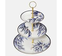 Sara Miller London Anniversary Three Tier Cake Stand - Tail Feathers Embellished with 22-Carat Gold Detailing