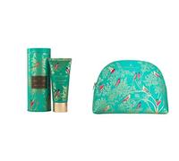 Sara Miller London Hand Cream 100ml in Tin, Scented with Fig Leaf and Cardamom+Sara Miller London Large Green Cosmetic Wash Bag