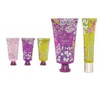 Sara Miller London Hand Cream 3x 30ml, Moisturiser Enriched with Passion Flower and Frangipani, Cosmetic and Sports Bag+Sara Miller London Hand Cream 50ml, Lip Gloss 10ml