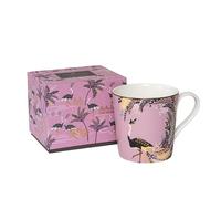 Sara Miller London Ostrich Tail Feathers Mug Featuring 22-Carat Gold Detailing