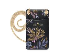 Sara Miller London Phone Crossbody Pouch, Wallet with Card Holders, Women's Travel Bag with Chain Strap, Botanic Black