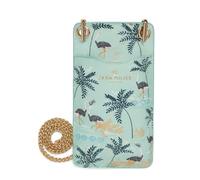Sara Miller London Phone Crossbody Pouch, Wallet with Card Holders, Women's Travel Bag with Chain Strap, Ostrich Mint Blue