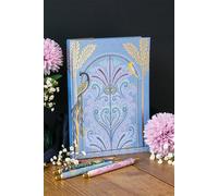 Sara Miller London Savannah A5 Fabric Journal, 200 Ruled Gold Edged Pages with Ribbon Page Marker in Blue