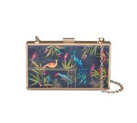 Sara Miller London Women's Velvet Clutch, Evening Bag, with Chain Strap, Accessory Handbag, Enchanted Blue