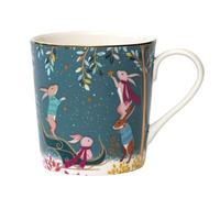 Sara Miller London Woodland Tales Mug, Rabbit Sleigh, Green