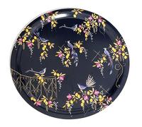 Sara Miller - Navy Orchard Birds Birch Wooden Tray 490 mm (d)