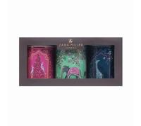 Sara Miller New India Set of 3 Round Tin Caddies, Decorative Storage Tins with Indian Motifs, 106mm Diameter x 150mm Height