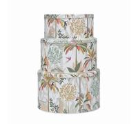 Sara Miller Palm Garden Set of 3 Round Nesting Cake Tins 250 (d) x 145mm 226(d) x 120mm 198 (d) x 90mm