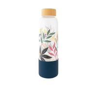 Sara Miller Savannah Glass Water Bottle with Bamboo Lid and Silicone Sleeve - Reusable Drinks Bottle for Home, Work, or on the Go