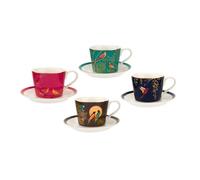 Sara Miller SMC79194-XG London Chelsea Collection 4 fl oz Espresso Cups & Saucers Set of 4, Porcelain, Gold