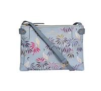 Sara Miller Women's Crossbody, Dual Compartment Purse with Zipper Closure, Adjustable Straps for Cross Body or Shoulder Bag, Crane Garden Light Blue