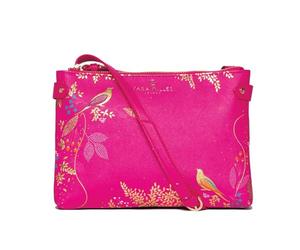 Sara Miller Women's Crossbody, Dual Compartment Purse with Zipper Closure, Adjustable Straps for Cross Body or Shoulder Bag, Chelsea Pink