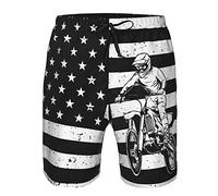SARA NELL Mens American Fashion Breathable Beach Board Shorts Bathing Suits Swim Trunks Quick Dry, American Flag Motorcross, Small
