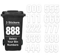 Sara Prints 3 x Plain White Number 8 Wheelie Bin Vinyl Waterproof Stickers V1027