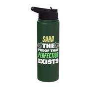 Sara The Proof that Perfection Exists Funny Sara Name Stainless Steel Insulated Water Bottle