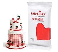 Saracino Sugar Paste Model Red Modelling Paste 1 kg Gluten Free Made in Italy