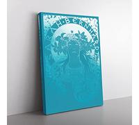 Sarah Bernhardt In Blue By Alphonse Mucha Classic Painting Canvas Wall Art Print Ready to Hang, Framed Picture for Living Room Bedroom Home Office Décor, 76x50 cm (30x20 Inch)