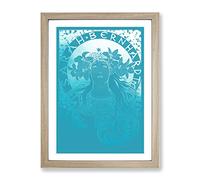 Sarah Bernhardt In Blue By Alphonse Mucha Classic Painting Framed Print | A3 Oak Framed Wall Art | Ready to Hang | Classic Historical Picture | Living Room Bedroom Lounge Office