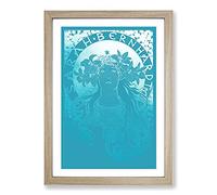 Sarah Bernhardt in Blue by Alphonse Mucha Framed Print | A2 Oak Framed Wall Art | Ready to Hang | Modern Nature Picture | Living Room Bedroom Lounge Office