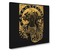 Sarah Bernhardt in Gold by Alphonse Mucha Canvas Print | Gallery Wrapped 30mm Frame Wall Art | 14x14 inches | Ready to Hang | Modern Picture | Living Room Bedroom Lounge Office