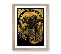 Sarah Bernhardt In Gold By Alphonse Mucha Classic Painting Framed Print | A2 Oak Framed Wall Art | Ready to Hang | Classic Historical Picture | Living Room Bedroom Lounge Office